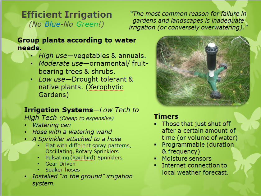 Efficient Irrigation, Water in the Landscape; No blue, no green